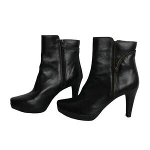 Carlo Rosetti black leather boots heels‎ zipper US size women's.5 square toe